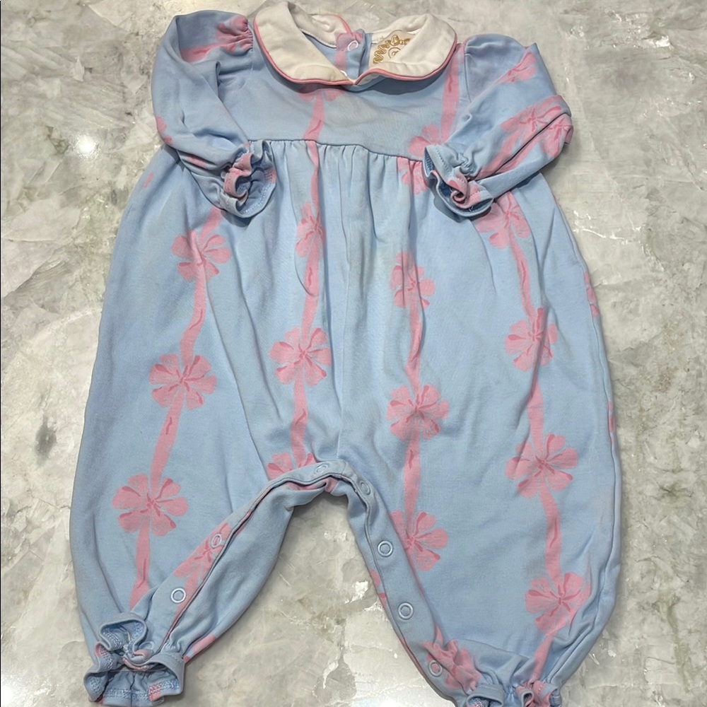 Vintage Baby Romper with Pink Floral Design